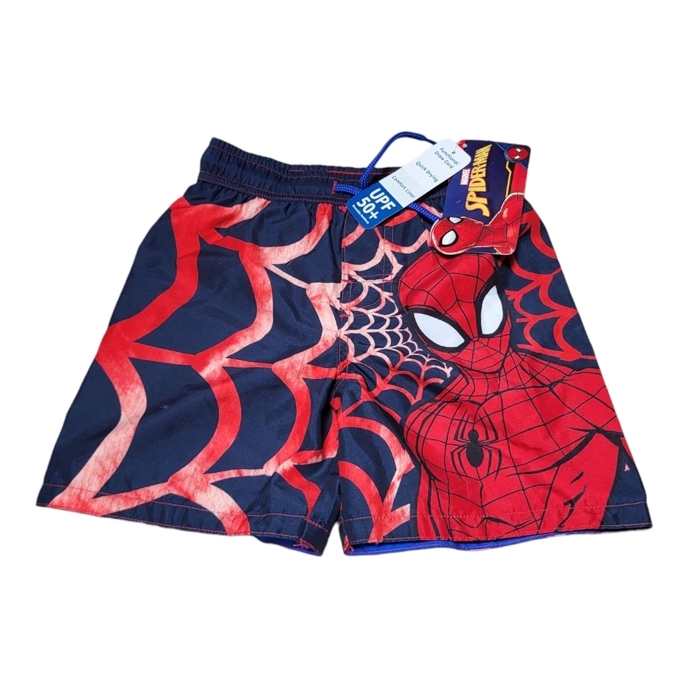 NWT Marvel Kids Swim Trunks - Red and Black Spider-Man Design - Size 4
